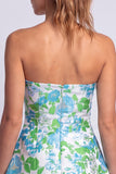 Strapless A Line Blue Floral Mini Homecoming Dress