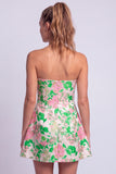 Strapless A Line Blue Floral Mini Homecoming Dress