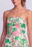 Strapless A Line Blue Floral Mini Homecoming Dress