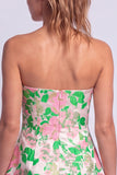 Strapless A Line Blue Floral Mini Homecoming Dress