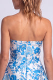 Strapless A Line Blue Floral Mini Homecoming Dress