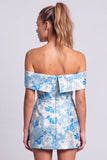 Off The Shoulder Floral Bodycon Pink Mini Homecoming Dress