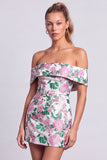 Off The Shoulder Floral Bodycon Pink Mini Homecoming Dress