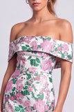Off The Shoulder Floral Bodycon Pink Mini Homecoming Dress