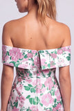 Off The Shoulder Floral Bodycon Pink Mini Homecoming Dress