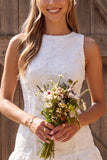 Ruffled Floral Ivory A Line Round Neck Mini Engagement Dress