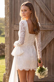 Square Neck Ivory Bodycon Mini Engagement Dress With Bow Sash