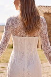 Long Sleeve Bodycon Lace White Mini Engagement Dress