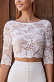 Mermaid White Lace 2-piece Half Sleeve Maxi Engagement Dress