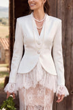 Mermaid White Lace 2-piece Maxi Engagement Dress & Jacket Sets