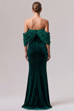 Off The Shoulder Mermaid Dark Green Maxi Velvet Dress