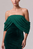 Off The Shoulder Mermaid Dark Green Maxi Velvet Dress