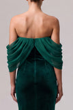 Off The Shoulder Mermaid Dark Green Maxi Velvet Dress