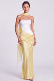 Strapless Corset Satin Mermaid Brown Maxi Dress