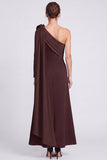 One Shoulder A Line Fuchsia and Red Maxi Formal Dress