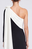One Shoulder A Line Fuchsia and Red Maxi Formal Dress