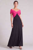 Off The Shoulder Fuchsia and Red A Line Maxi Formal Dress