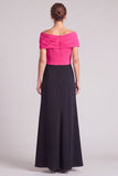 Off The Shoulder Fuchsia and Red A Line Maxi Formal Dress