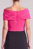 Off The Shoulder Fuchsia and Red A Line Maxi Formal Dress