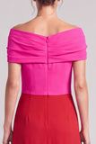 Off The Shoulder Fuchsia and Red A Line Maxi Formal Dress