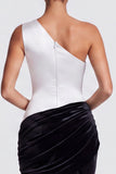 Satin One Shoulder Mermaid Brown Maxi Dress