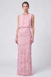 Sequins Round Neck Sheath Sage Green Maxi Formal Dress