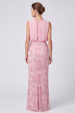 Sequins Round Neck Sheath Sage Green Maxi Formal Dress