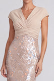 Mermaid Light Green Sequins V-Neck Maxi Formal Dress