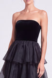 Strapless Dark Green Tiered A line Maxi Formal Dress