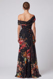 One Shoulder A Line Floral Ivory Maxi Formal Dress