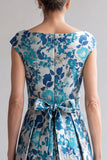 A-Line Blue Flower V-Neck Maxi Mother Of The Bride Dress with Sash