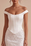 Off The Shoulder Bodycon Lace Sequins Little White Dress