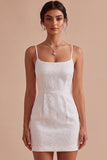Floral Spaghetti Straps Bodycon Little White Dress
