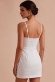Floral Spaghetti Straps Bodycon Little White Dress