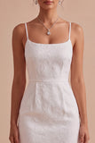 Floral Spaghetti Straps Bodycon Little White Dress