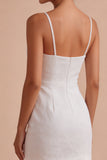 Floral Spaghetti Straps Bodycon Little White Dress