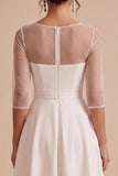Tiered White A Line Half Sleeve High-Low Engagement Dress