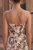 Corset Sequins Floral V-Neck Bodycon Light Khaki Mini Homecoming Dress