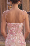 Pink Corset Floral Spaghetti Straps Bodycon Mini Homecoming Dress