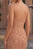 Strapless Corset Sparkly Champagne Bodycon Mini Homecoming Dress