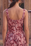 Square Neck Floral Sequins Red Bodycon Mini Homecoming Dress