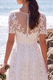 Bateau Neck White Tulle Floral A Line Midi Engagement Dress