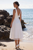 Ruched A Line V-Neck White Ruffles Long Engagement Dress