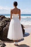 Corset A Line White Tulle Midi Engagement Dress