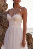 Corset A Line White Tulle Midi Engagement Dress