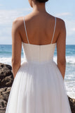 Corset A Line White Tulle Midi Engagement Dress