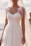 Bowed Floral A Line White Midi Engagement Dress