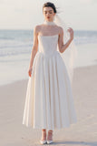 Strapless A Line White Ruched Maxi Engagement Dress