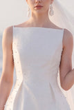 A Line Spaghetti Straps White Mini Engagement Dress With Pearls