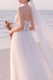 Strapless Floral A Line White Tulle Maxi Engagement Dress